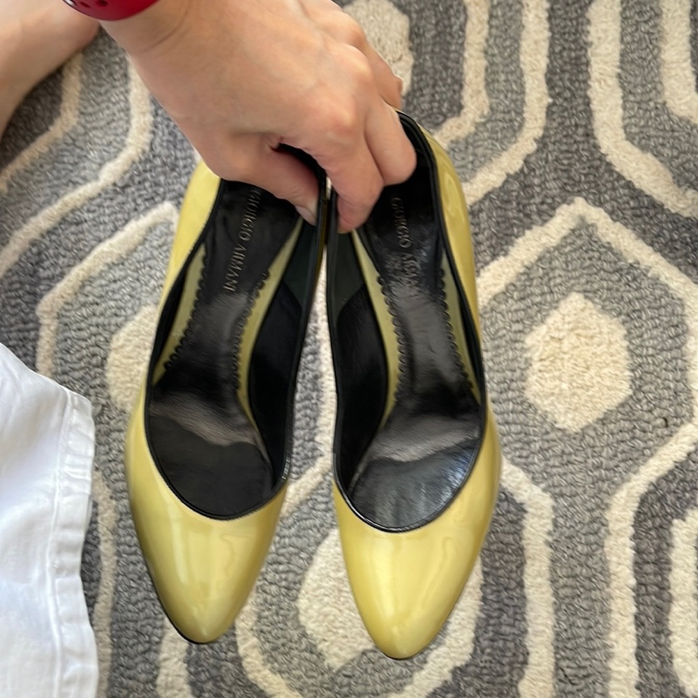 Giorgio Armani Beige Pewter pumps in patent leather